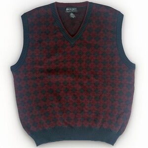 Vintage 90’s 100% Merino Wool Argyle Sweater Vest Men’s XL Dark Academia Preppy